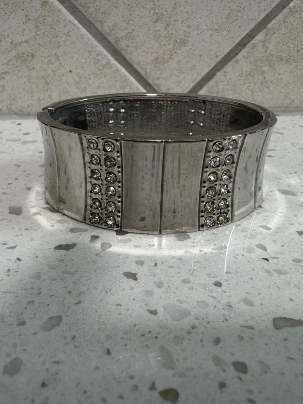 Silver Cuff Bracelet with Cubic Zirconias